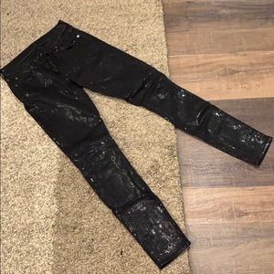 7 for all Mankind black jeans snakeprint